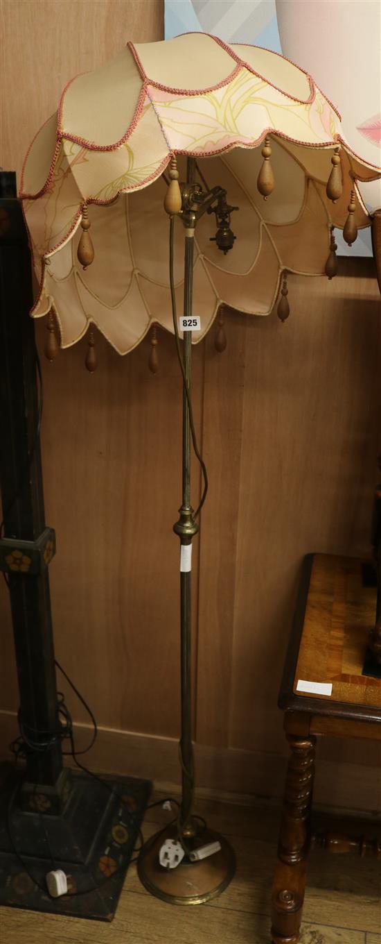 A brass standard lamp, base W.22cm